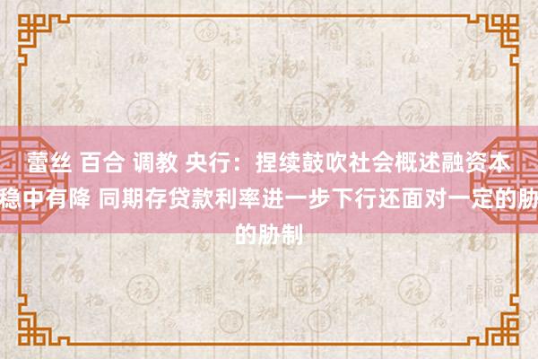 蕾丝 百合 调教 央行：捏续鼓吹社会概述融资本钱稳中有降 同期存贷款利率进一步下行还面对一定的胁制