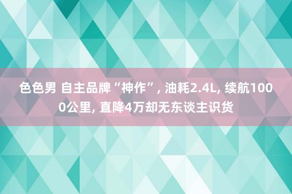 色色男 自主品牌“神作”， 油耗2.4L， 续航1000公里， 直降4万却无东谈主识货