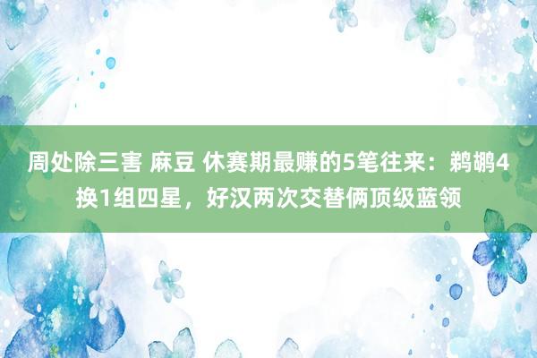 周处除三害 麻豆 休赛期最赚的5笔往来：鹈鹕4换1组四星，好汉两次交替俩顶级蓝领