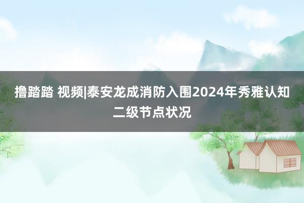 撸踏踏 视频|泰安龙成消防入围2024年秀雅认知二级节点状况