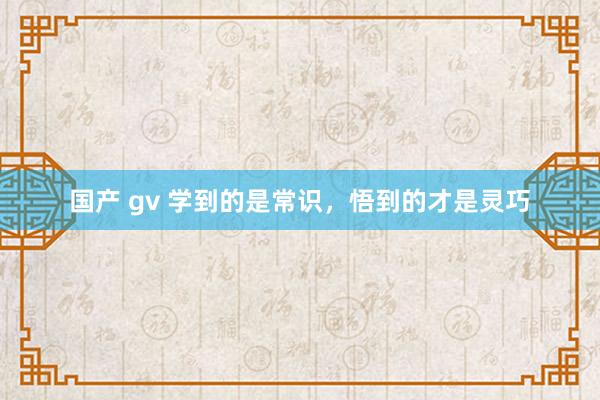 国产 gv 学到的是常识，悟到的才是灵巧