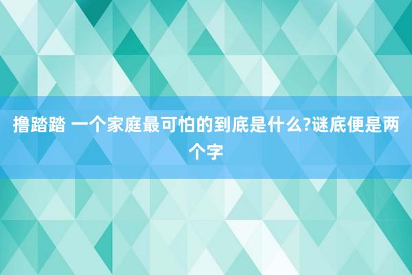 撸踏踏 一个家庭最可怕的到底是什么?谜底便是两个字