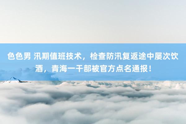 色色男 汛期值班技术，检查防汛复返途中屡次饮酒，青海一干部被官方点名通报！