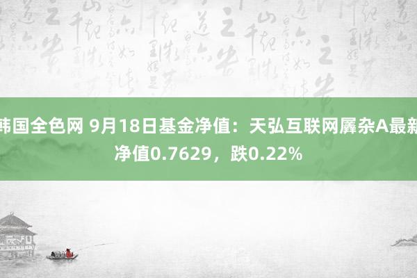 韩国全色网 9月18日基金净值：天弘互联网羼杂A最新净值0.7629，跌0.22%