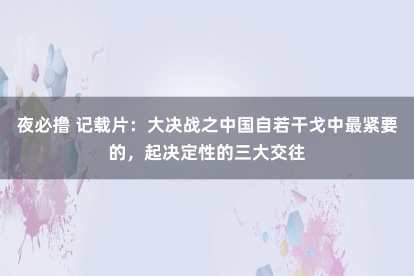 夜必撸 记载片：大决战之中国自若干戈中最紧要的，起决定性的三大交往