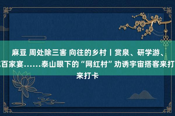 麻豆 周处除三害 向往的乡村丨赏泉、研学游、吃百家宴……泰山眼下的“网红村”劝诱宇宙搭客来打卡