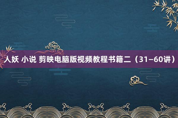 人妖 小说 剪映电脑版视频教程书籍二（31—60讲）