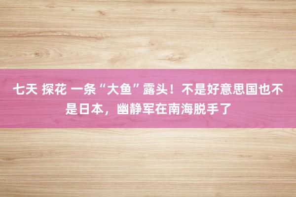 七天 探花 一条“大鱼”露头！不是好意思国也不是日本，幽静军在南海脱手了