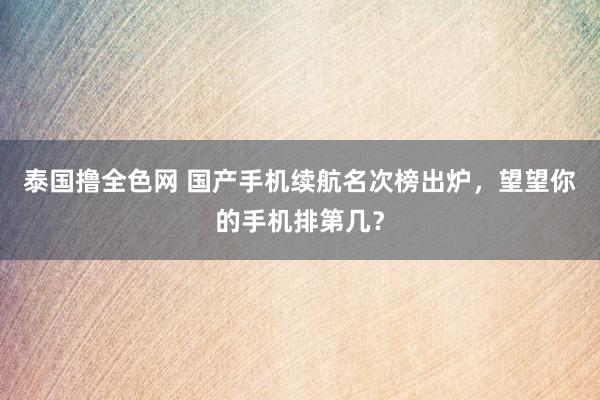 泰国撸全色网 国产手机续航名次榜出炉，望望你的手机排第几？