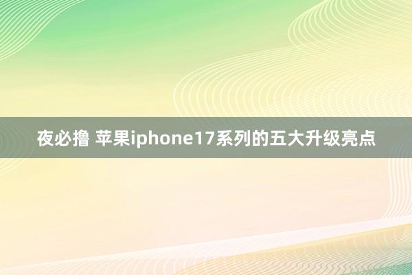 夜必撸 苹果iphone17系列的五大升级亮点