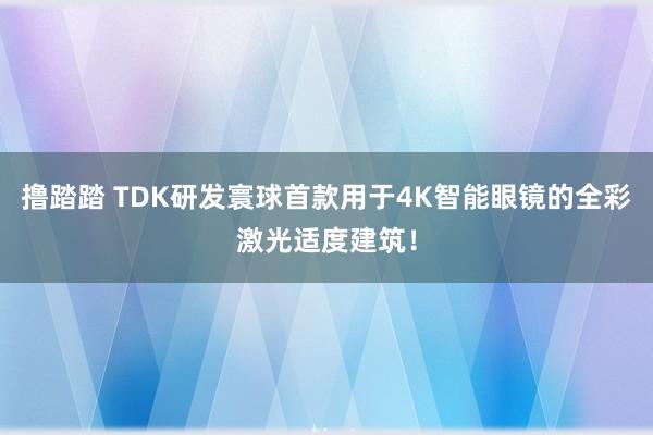 撸踏踏 TDK研发寰球首款用于4K智能眼镜的全彩激光适度建筑！