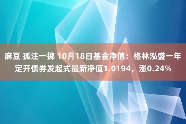 麻豆 孤注一掷 10月18日基金净值：格林泓盛一年定开债券发起式最新净值1.0194，涨0.24%