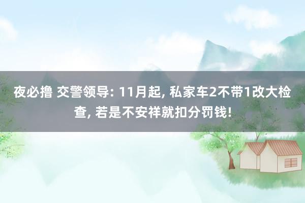 夜必撸 交警领导: 11月起， 私家车2不带1改大检查， 若是不安祥就扣分罚钱!