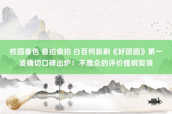 校园春色 自拍偷拍 白百何新剧《好团圆》第一波确切口碑出炉！不雅众的评价提纲契领