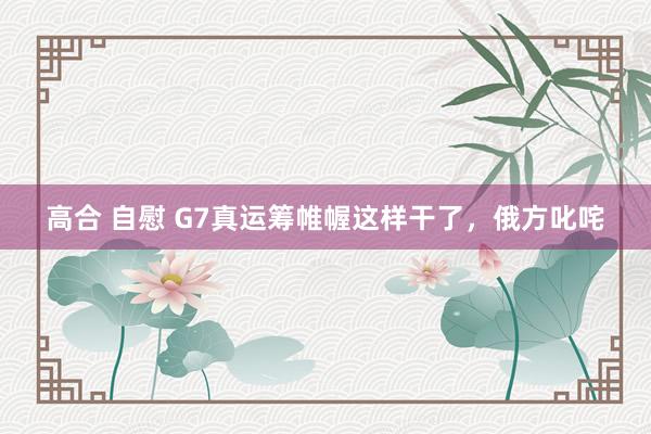 高合 自慰 G7真运筹帷幄这样干了，俄方叱咤