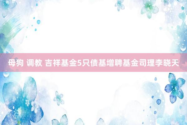 母狗 调教 吉祥基金5只债基增聘基金司理李晓天