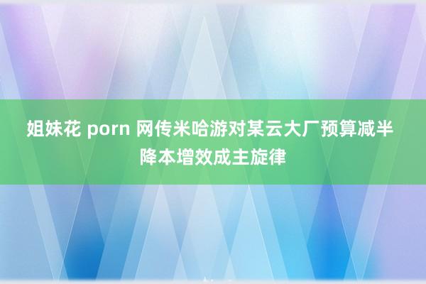 姐妹花 porn 网传米哈游对某云大厂预算减半 降本增效成主旋律