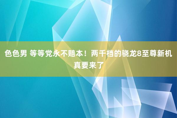 色色男 等等党永不赔本！两千档的骁龙8至尊新机真要来了