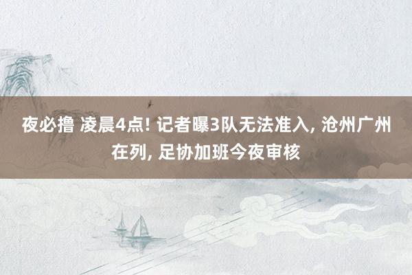 夜必撸 凌晨4点! 记者曝3队无法准入， 沧州广州在列， 足协加班今夜审核