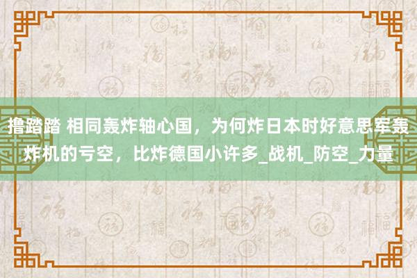 撸踏踏 相同轰炸轴心国，为何炸日本时好意思军轰炸机的亏空，比炸德国小许多_战机_防空_力量
