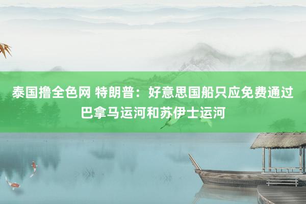 泰国撸全色网 特朗普：好意思国船只应免费通过巴拿马运河和苏伊士运河